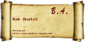 Bak Anatol névjegykártya